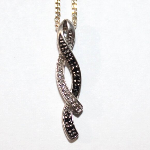 Sterling Silver Abstract Minimalist Ribbon Necklace JWBR - Picture 1 of 7